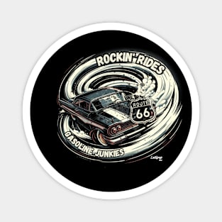 Rockin' Ride Gasoline Junkie - Classic American Muscle Car - Hot Rod and Rat Rod Rockabilly Retro Collection Magnet